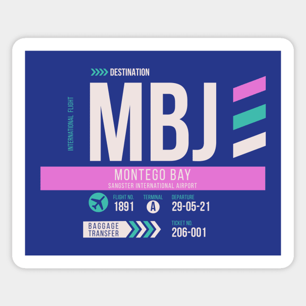 Montego Bay (MBJ) Airport Code Baggage Tag Sticker by SLAG_Creative